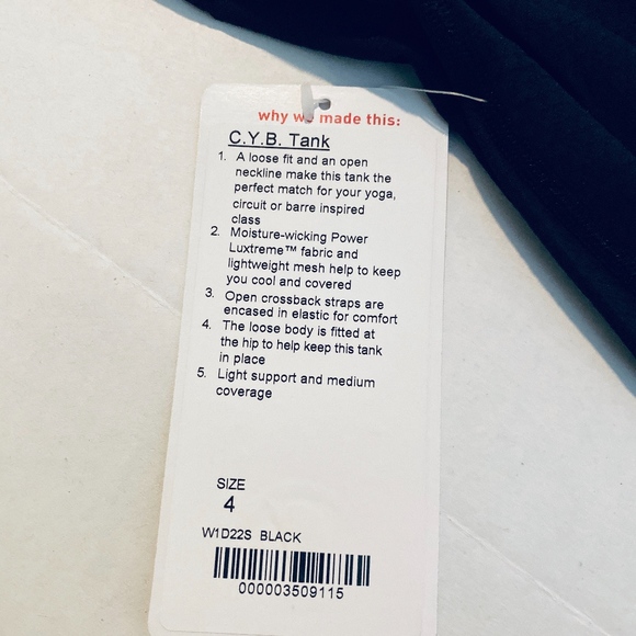 NWT Lululemon CYB Black Tank Bra Top Sz 4 - Picture 8 of 8
